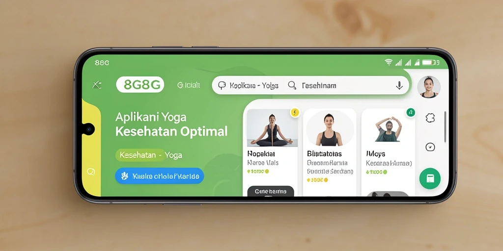 Antarmuka <strong>8G8G</strong> menampilkan berbagai pose Yoga yang mudah diikuti.