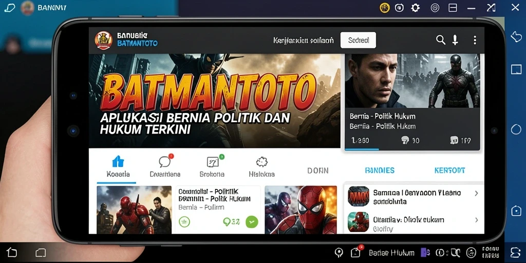 Antarmuka aplikasi BATMANTOTO menampilkan berita terkini tentang politik dan hukum.