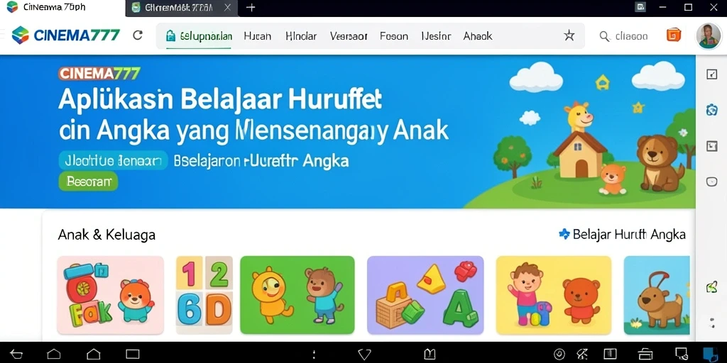 Antarmuka CINEMA777 yang menarik untuk belajar huruf dan angka.