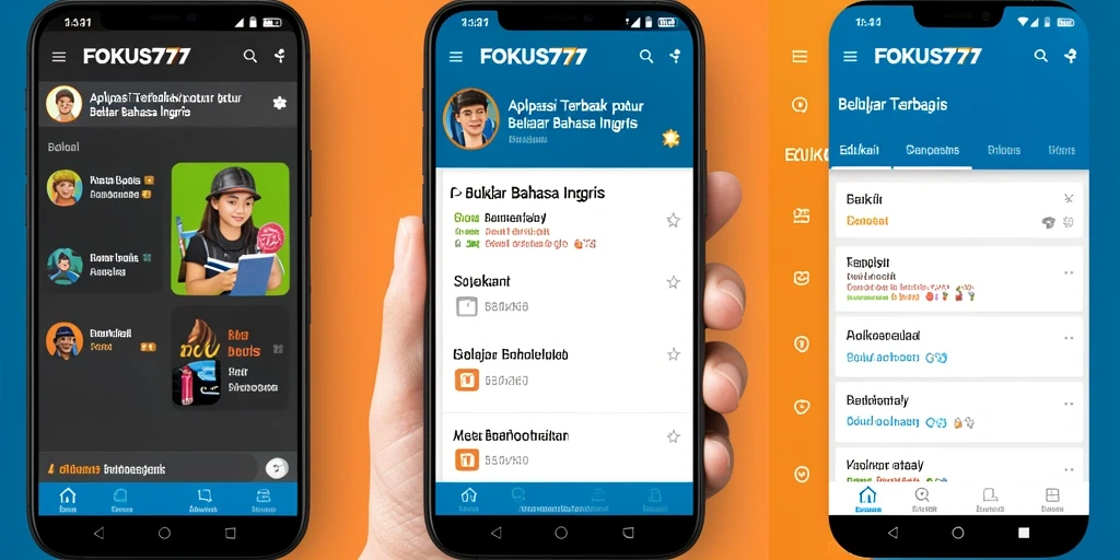 Antarmuka modern dan fitur interaktif FOKUS777 untuk Belajar Bahasa Inggris.