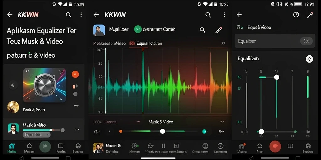 Antarmuka KKWIN yang menampilkan fungsi Equalizer dan pengaturan suara.