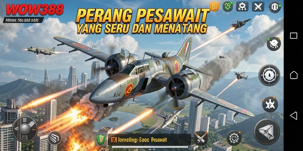 Tampilan antarmuka WOW388 yang modern dan responsif untuk Perang Pesawat.
