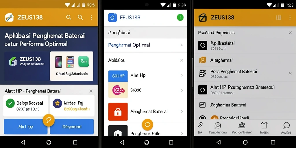 Tangkapan layar antarmuka utama ZEUS138 yang menunjukkan fitur penghemat baterai.