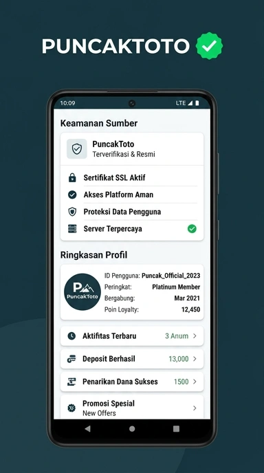 Tampilan kanal resmi puncaktoto
